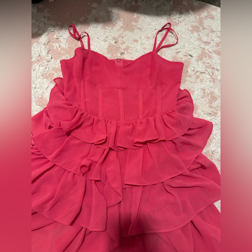 Olivaceous Vibrant Pink Layered Dress